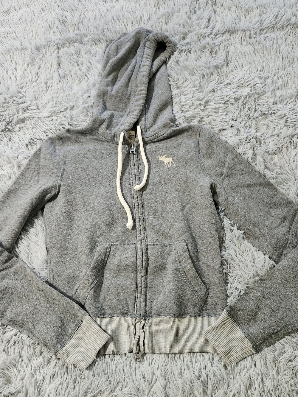 Abercrombie & Fitch Light Gray Full Zip Hoodie